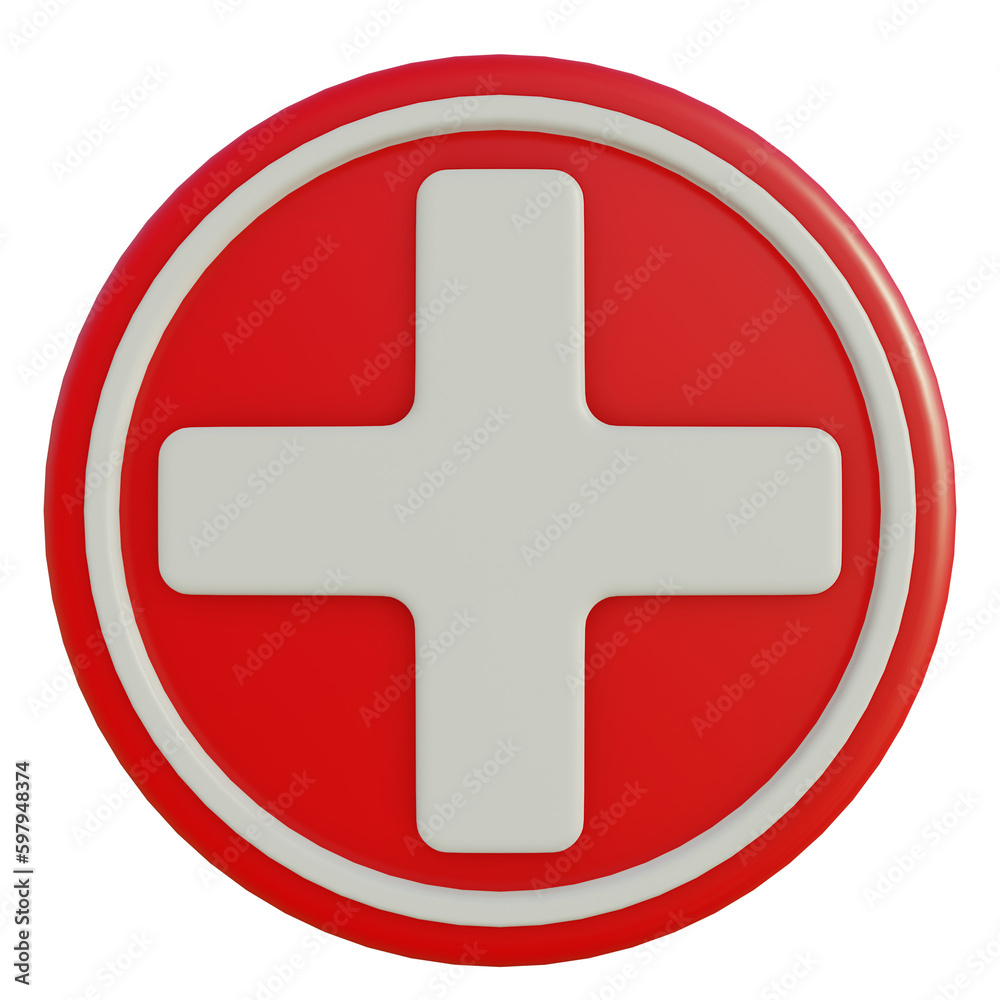 Obraz premium 3D Cross Logo Illustration Medical icon with Transparent Background