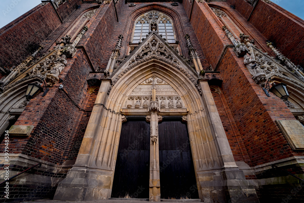 Architectural detail of the olds gothic cathedral in Europe 