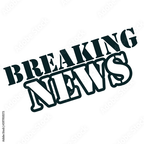 Text art of breaking news in black font with transparent background 