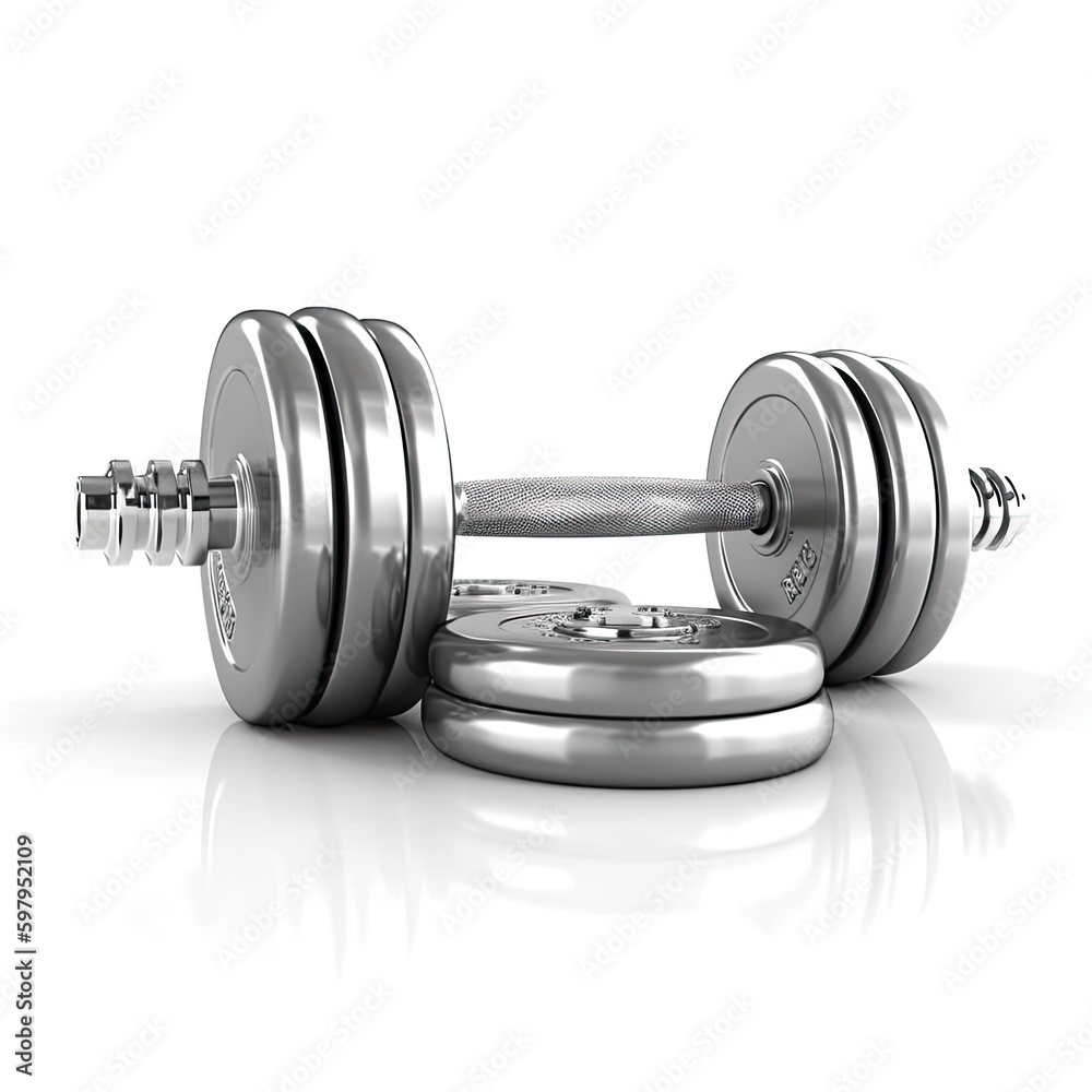 Naklejka premium Dumbbell set isolated on a white background generative ai