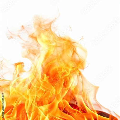 Fire flames isolated on white background generative ai