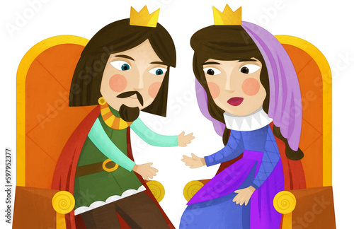 cartoon scene king or prince with queen or princess artistic painting scene