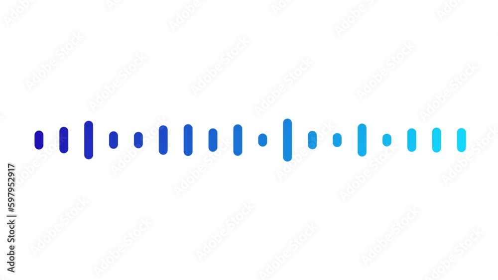 Audio waveform animation isolated on a white background. Blue digital sound wave equalizer.  Audio technology, music concept.