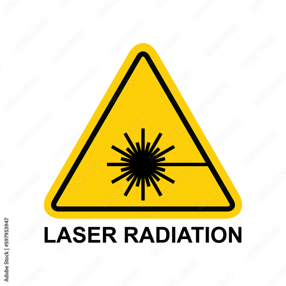 Laser radiation danger label icon, safety protection information symbol vector illustration Laser radiation danger label icon, safety protection information symbol vector illustration