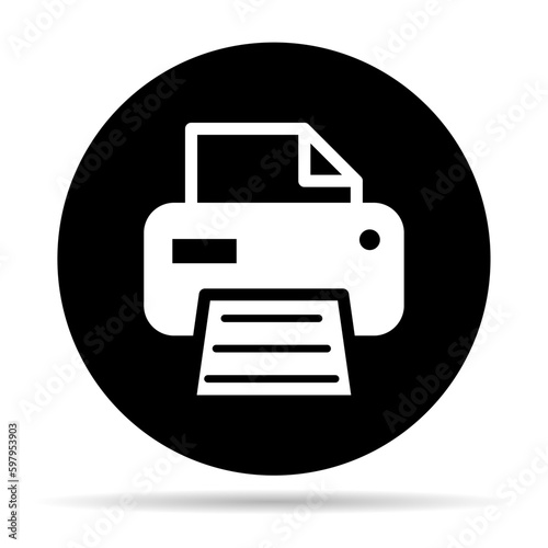 Printer document web shadow icon, printout machine technology flat sign vector illustration