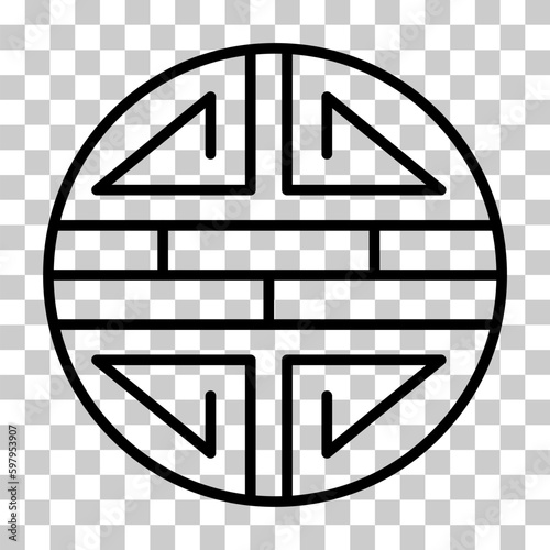 Traditional shou icon, spiritual isolated shu flat symbol, asian vector illustration