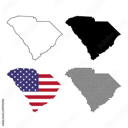 Set of South carolina map, united states of america. Flat concept symbol vector illustration