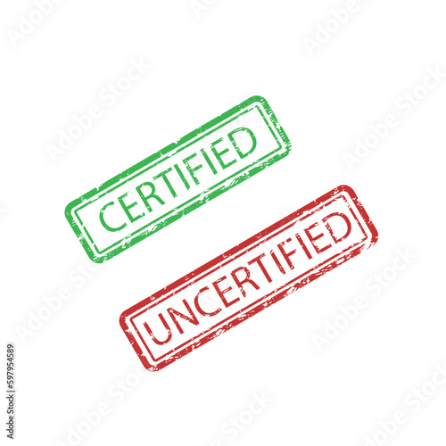 Certified and uncertified rubber stamp to mark products