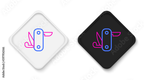 Line Swiss army knife icon isolated on white background. Multi-tool, multipurpose penknife. Multifunctional tool. Colorful outline concept. Vector