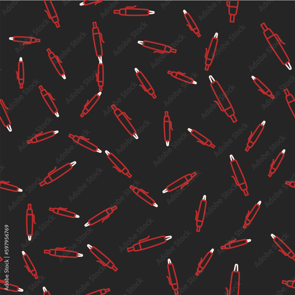 Line Pen icon isolated seamless pattern on black background. Vector
