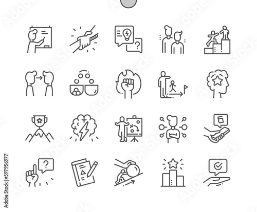 Mentoring. Tutorial and motivation. Mentor support. Homework. Pixel Perfect Vector Thin Line Icons. Simple Minimal Pictogram