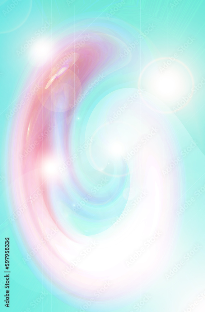 Fototapeta premium Abstract pink and white oval on a blue background. Fantasy image of unreal worlds, aura.