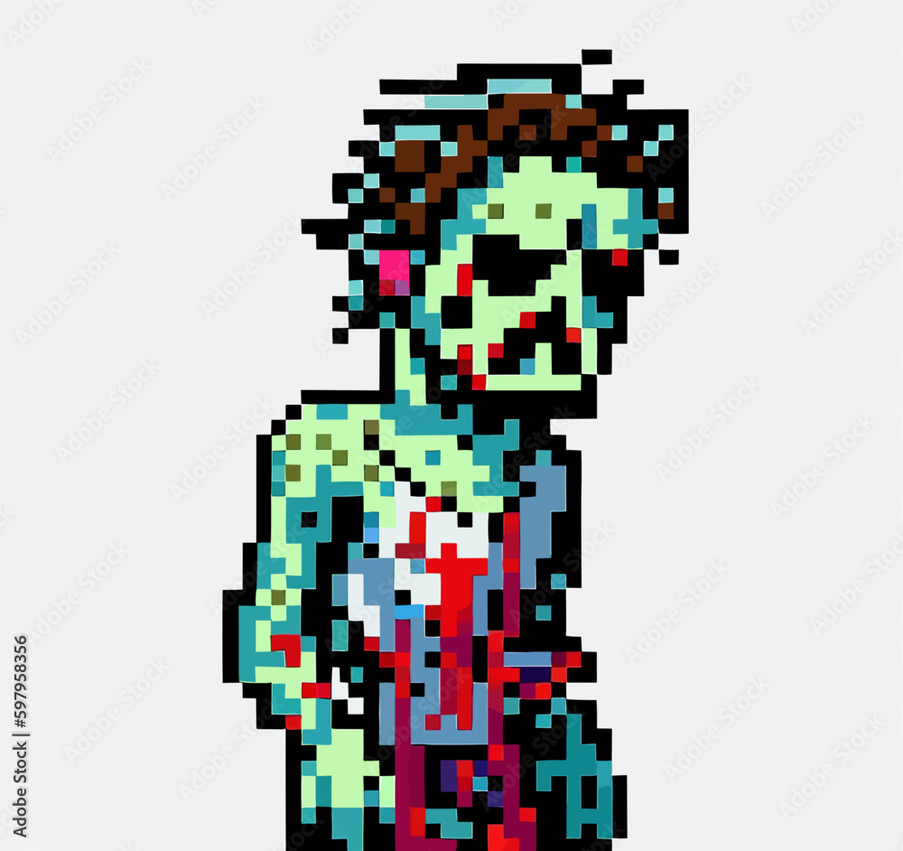 16 bit 8 bit zombie vector art 16 bit 8 bit zombie vector art