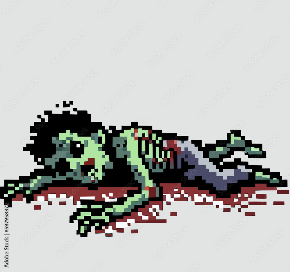 Obraz premium 16 bit 8 bit zombie vector art