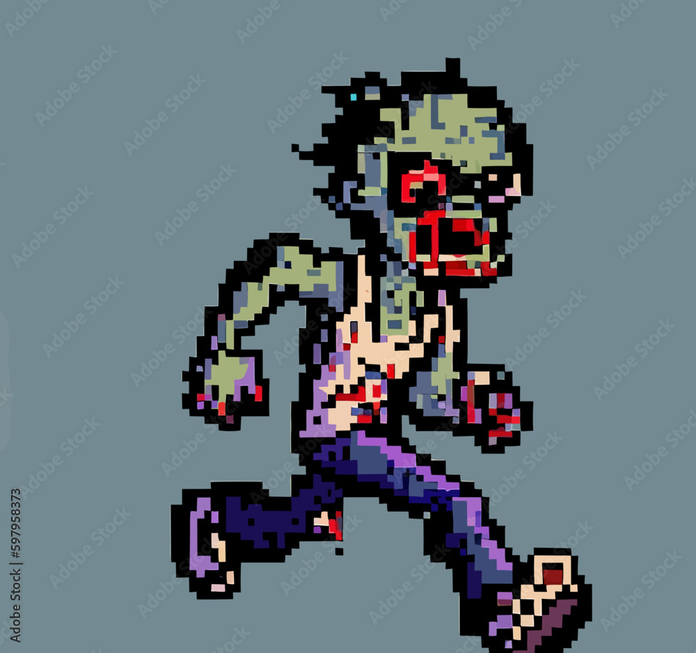 16 bit 8 bit zombie vector art