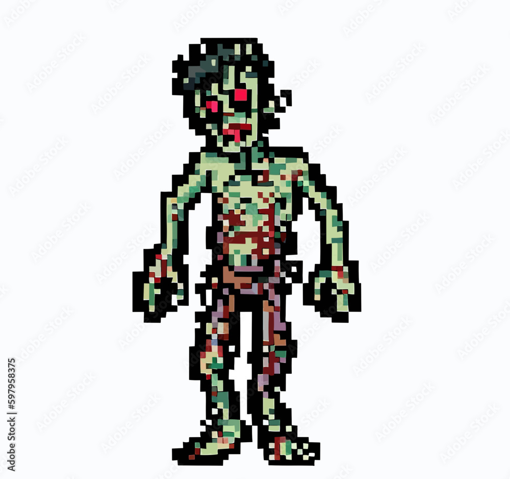 16 bit 8 bit zombie vector art 16 bit 8 bit zombie vector art