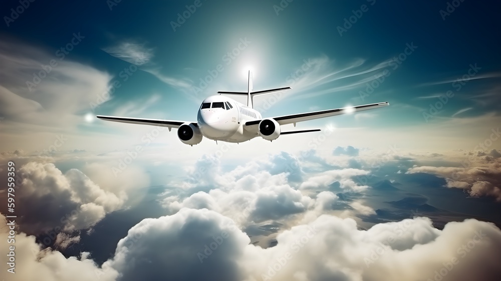 Fototapeta premium airplane flying over the clouds