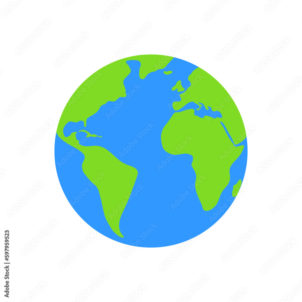 Flat planet Earth icon, globe symbol. Vector illustration
