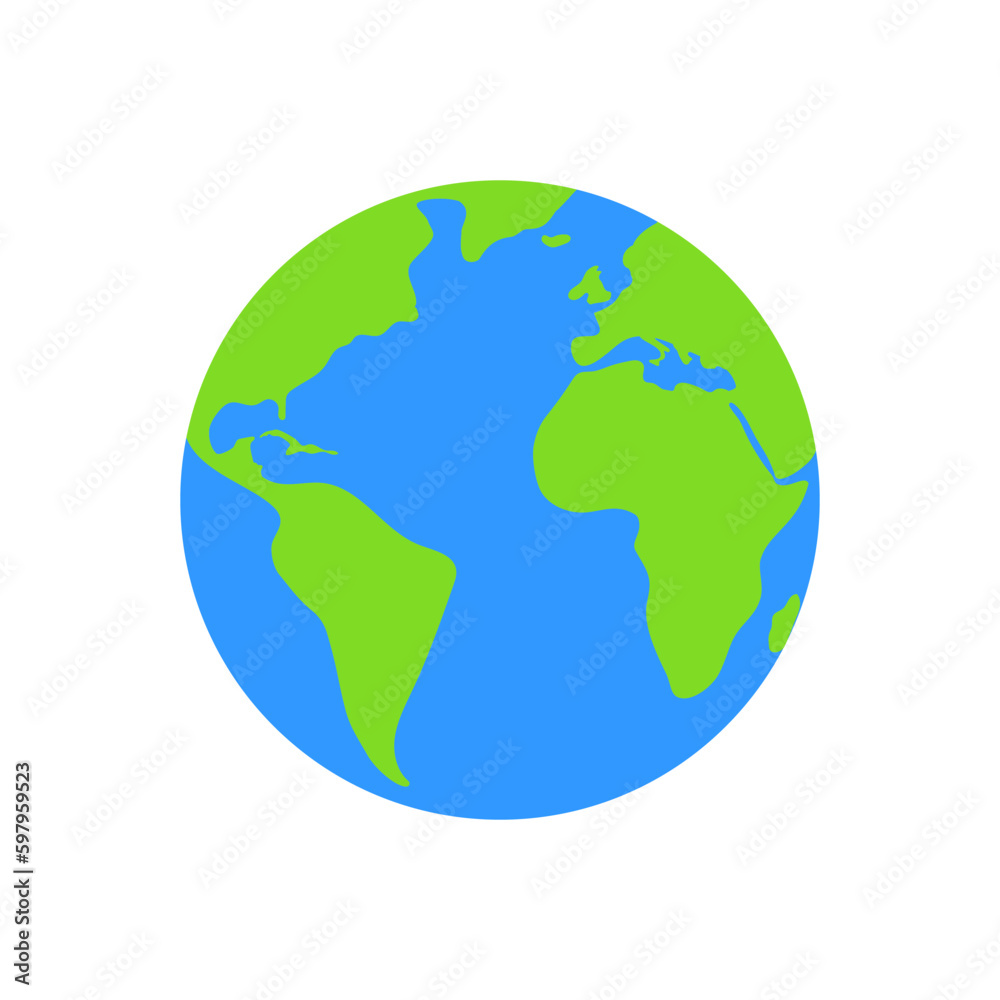 Flat planet Earth icon, globe symbol. Vector illustration Flat planet Earth icon, globe symbol. Vector illustration