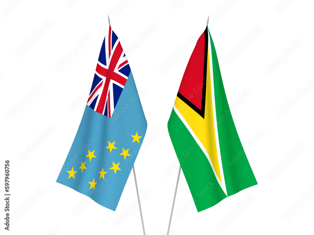 Tuvalu and Co-operative Republic of Guyana flags