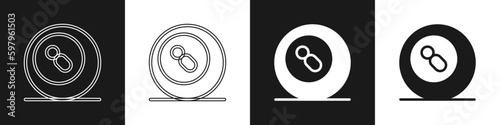 Set Billiard pool snooker ball with number 8 icon isolated on black and white background. Vector