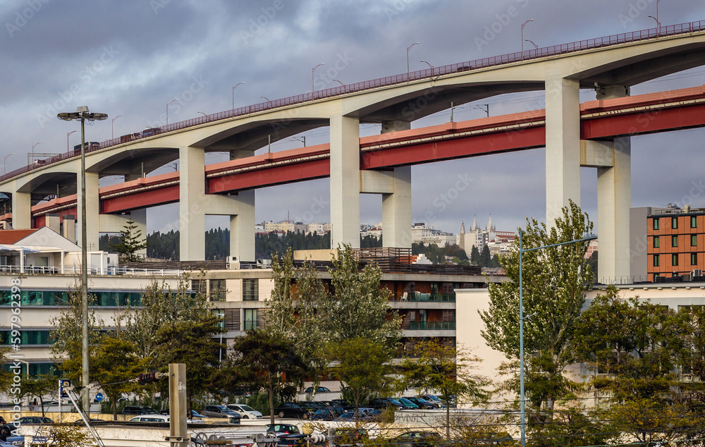 Bridge of 25th of April in Lisbon city, Portugal