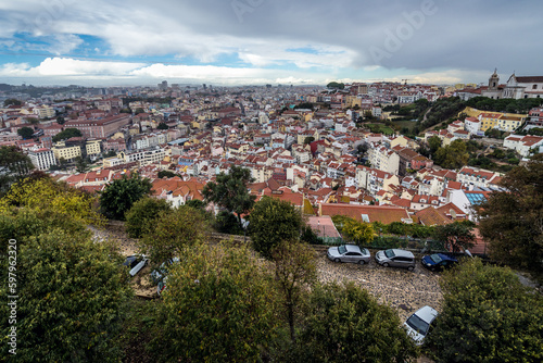 Cityscape of Lisbon city, view from Saint George Castle, Portugal