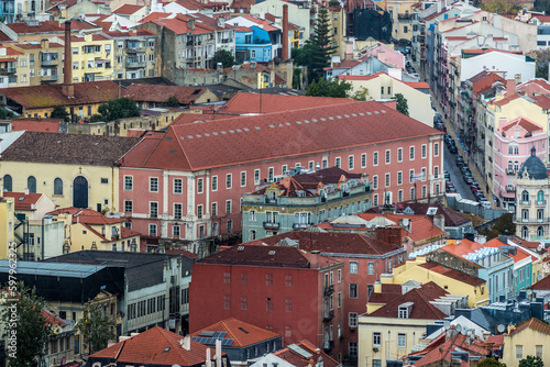 Senhor Jesus Dos Passos Do Desterro church, view from Saint George Castle in Lisbon city, Portugal photo