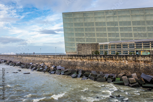 Obraz na płótnie Exterior of Kursaal Congress Centre and Auditorium, San Sebastian city also known as Donostia, Spain w salonie