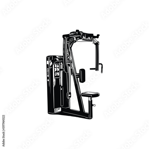 CHEST FLY MACHINE, CHEST PRESS MACHINE Vector, Gym equipment, Gym equipment isolated, Gym equipment vector, Gym equipment silhouette.