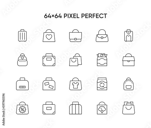 Bag icon set in thin line style 