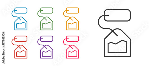 Set line Tea bag icon isolated on white background. Set icons colorful. Vector