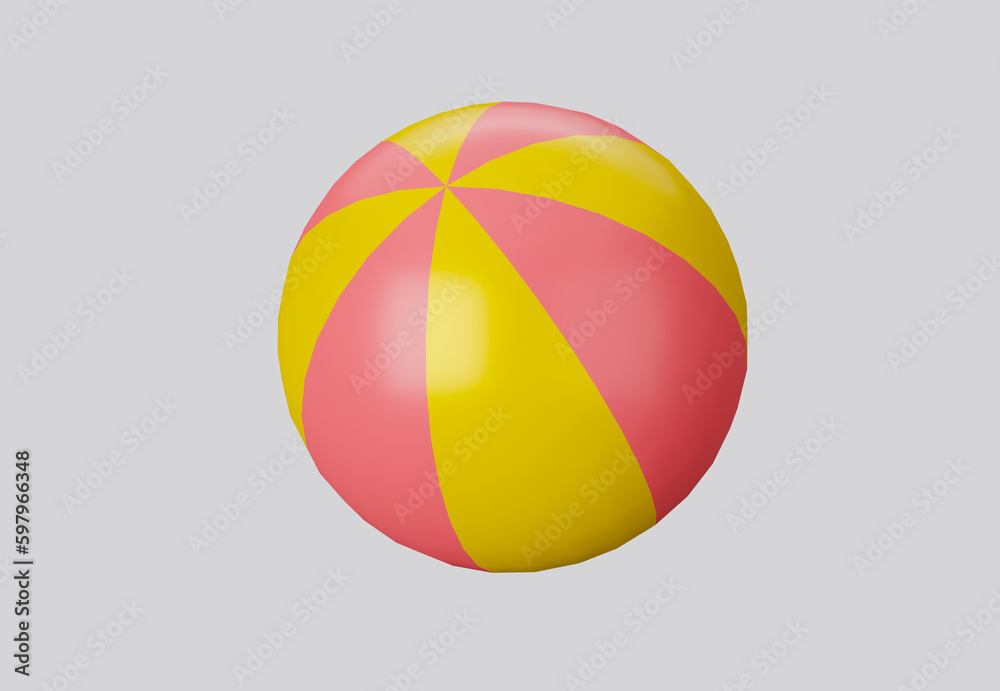 3D illustration beach ball isolated on white background