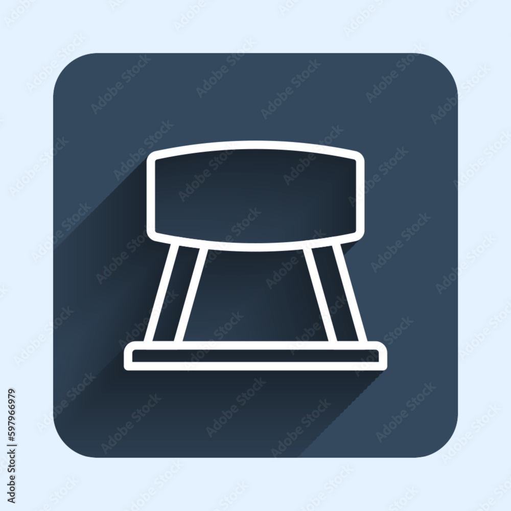 White line Pommel horse icon isolated with long shadow background. Sports equipment for jumping and gymnastics. Blue square button. Vector White line Pommel horse icon isolated with long shadow background. Sports equipment for jumping and gymnastics. Blue square button. Vector