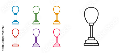 Set line Punching bag icon isolated on white background. Set icons colorful. Vector