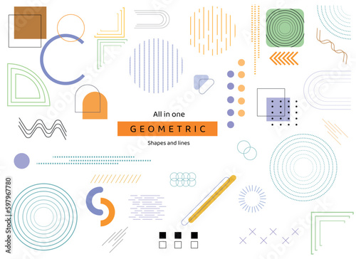 Beautiful swatches with geometric shapes and lines drawing. Premium design colourful vector and illustration shapes for pamphlets, leaflets, brouchure templates designs.