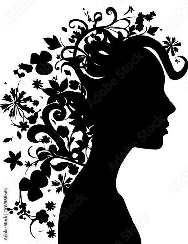 woman  silhouette  with  flower hair