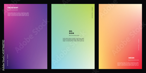 Abstract colorful gradient background template copy space set for poster, banner, leaflet, pamphlet, flyer, brochure, cover, or booklet