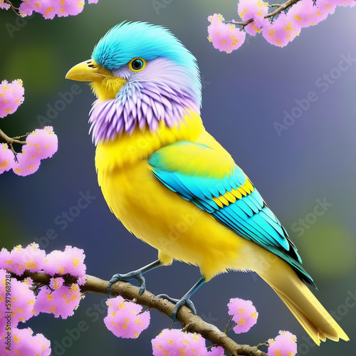 Beautiful birds on branch. ...