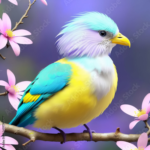 Beautiful birds on branch. ...
