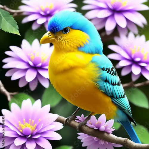 Beautiful birds on branch. ...