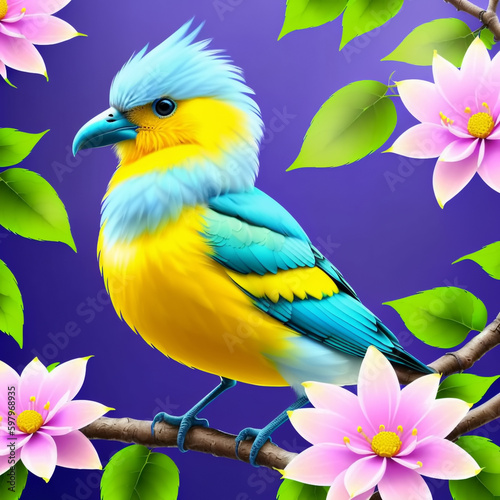 Beautiful birds on branch. ...