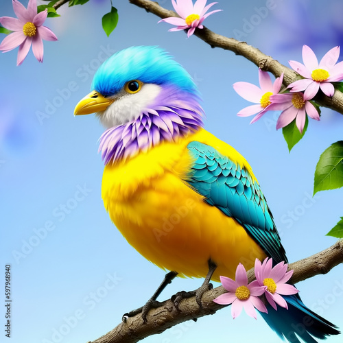 Beautiful birds on branch. ...