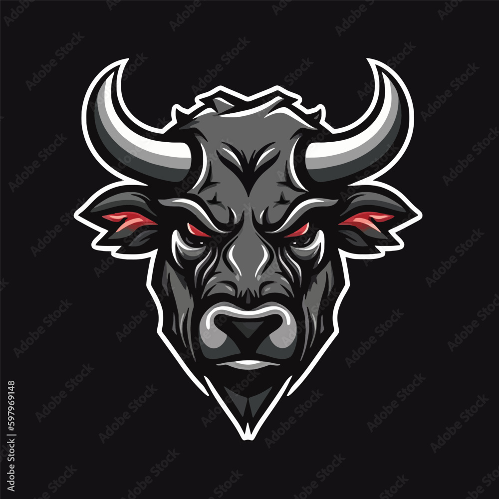 Fototapeta premium Aggressive Bull Illustration Logo Design for E-sport
