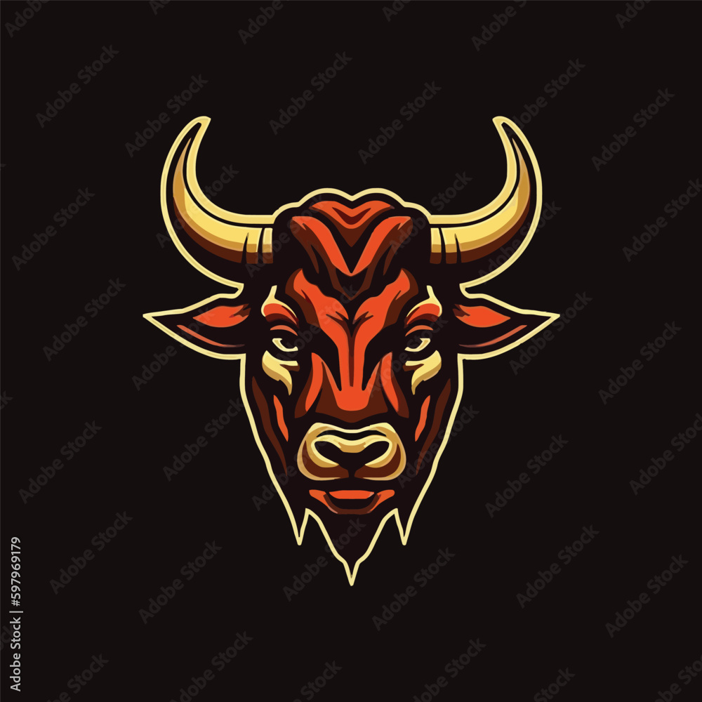 Fototapeta premium Aggressive Bull Illustration Logo Design for E-sport
