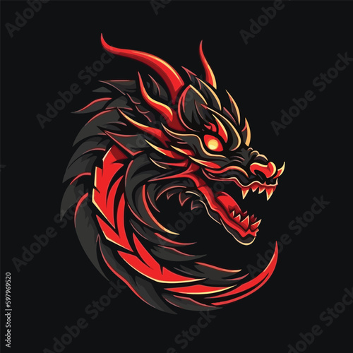 Vector Illustration of Dragon E-Sport Logo Design