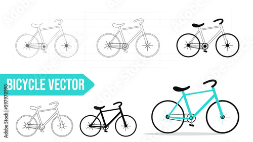 Évolution de la réalisation d'un vélo, illustration vectorielle