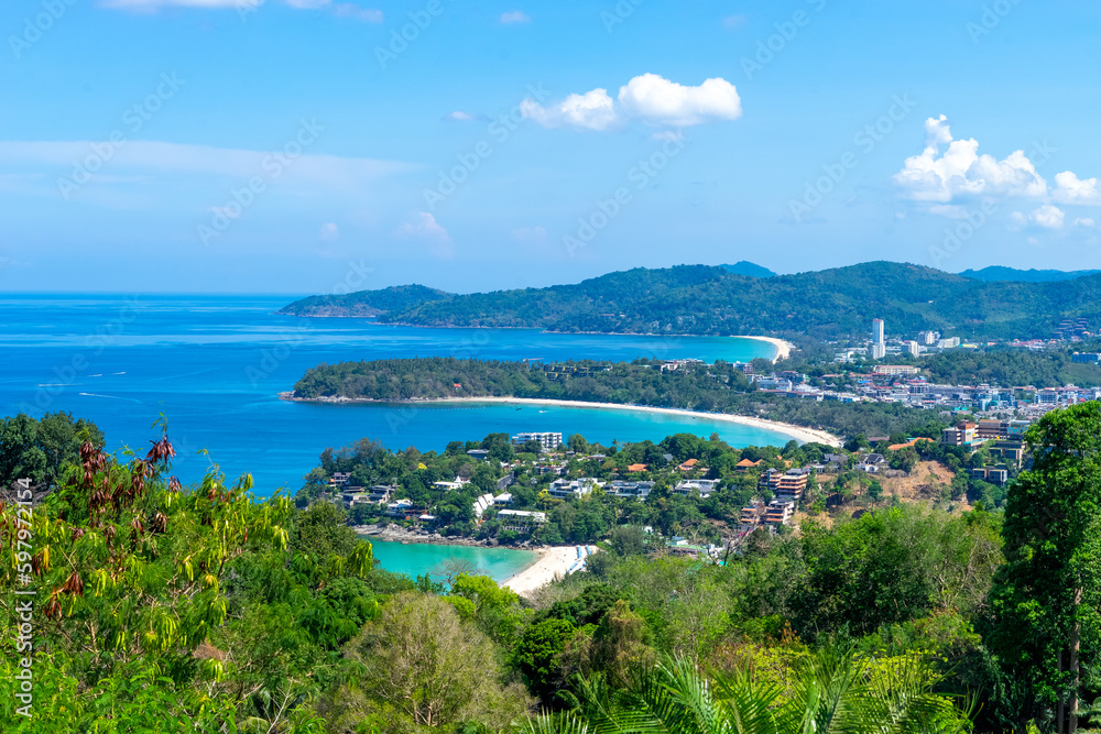 view of the coast of the sea Sam Ao Viewpoint, Phuket, Thailand.