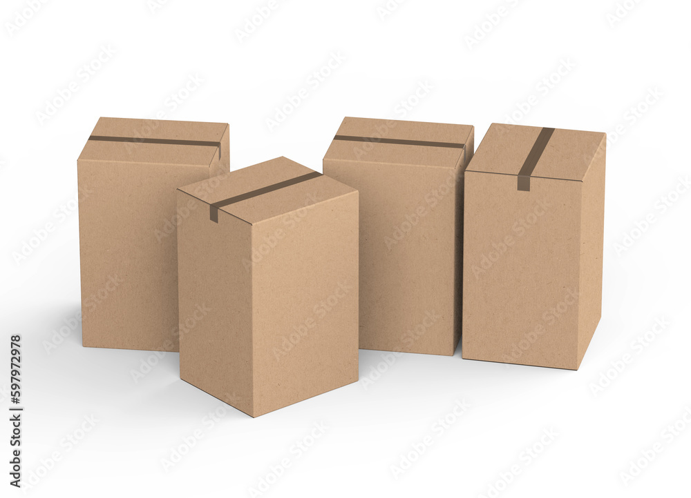 4 Paper Standing box on white background 3d render
