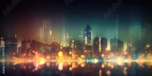 Abstract night light city , Generative Ai 